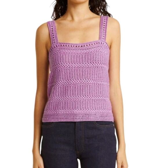 Vince Crochet Chunky Knit Tank Top Lilac Purple Size Medium - Picture 2 of 12